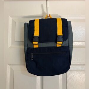 Navy and Gray Kids Backpack with Yellow Straps